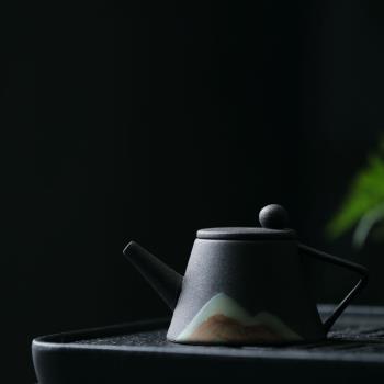 釉畫彩 日式錐形壺 泡茶器家用仿古粗陶茶壺 功夫茶具套裝茶水壺