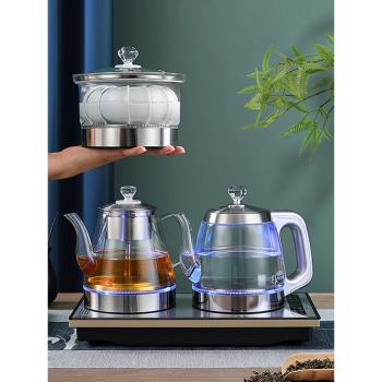 全自動底部上水電熱水壺雙爐嵌入式一體燒水茶爐煮茶器蒸煮茶壺