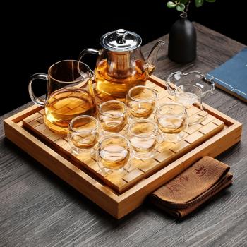 耐熱透明玻璃茶具套裝小套功夫茶杯客廳茶壺泡茶器家用辦公室會客