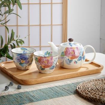 美濃燒進口日式和風水彩陶瓷茶壺