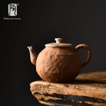 粗陶老巖泥茶壺純手工鎏銀單壺復古中式泡茶具帶過濾家用壺陶瓷壺