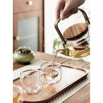 日式簡約花茶杯套裝玻璃花果壺家用水果茶具蠟燭耐熱英式透明茶壺