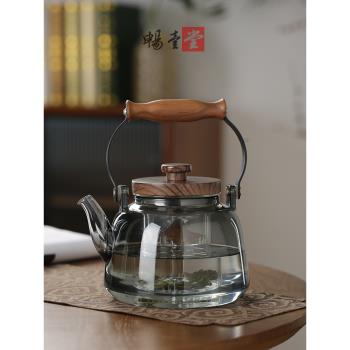 玻璃煮茶壺耐高溫電陶爐專用蒸煮茶器大容量家用泡茶壺提梁燒水壺
