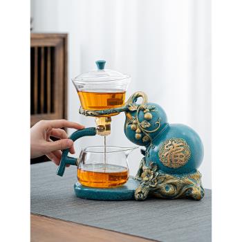 福祿綿長泡茶壺磁吸出茶全自動懶人茶具套裝家用玻璃功夫茶杯神器