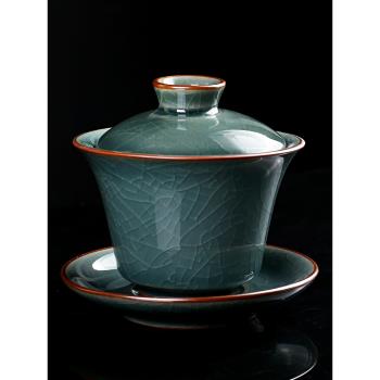 哥窯茶具配件家用辦公室側把壺輕奢中式陶瓷茶壺小功夫單個泡茶器
