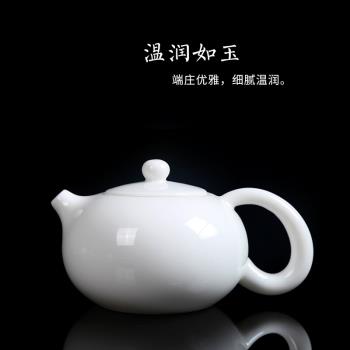 羊脂玉白瓷西施壺陶瓷閉水茶壺日式家用功夫茶具單泡茶壺德化白瓷