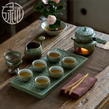 碌心 日式復古功夫茶具套裝家用辦公粗陶簡約干泡小茶盤茶壺茶杯
