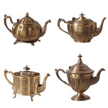 歐式復古家居飾品酒柜裝飾廚房軟裝餐廳擺件印度手工銅茶壺061