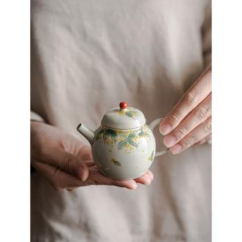手繪桂花小品茶壺一個人中式仿古小單壺陶瓷功夫茶具迷你泡茶壺