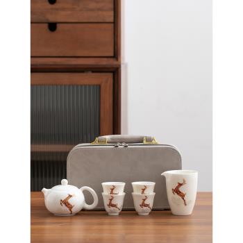 美甚 羊脂玉白瓷功夫茶具套裝家用高檔禮盒小套茶杯茶壺現代簡約