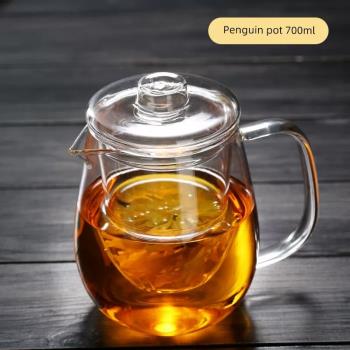 茶具套裝鴨嘴飄逸杯花茶壺加厚高硼硅耐熱透明內膽過濾泡茶壺器