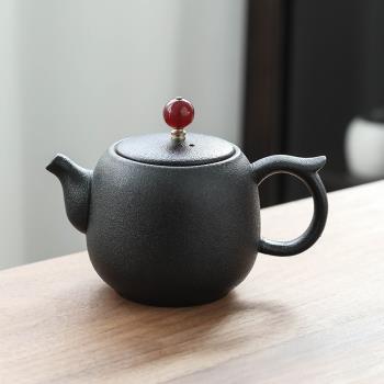 簡約日式黑陶茶壺家用辦公過濾防燙側把壺陶瓷創意功夫泡茶器單壺