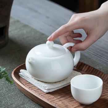 手工羊脂玉白瓷西施壺陶瓷茶壺日式家用功夫茶具單泡茶壺德化白瓷