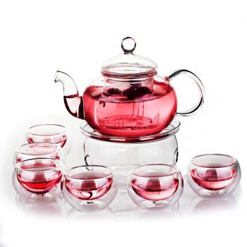 花茶壺套裝耐熱玻璃整套花草茶具花茶壺帶過濾水果茶壺蠟燭壺茶具