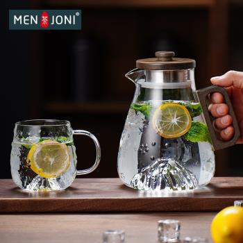 Men&Joni日式玻璃冷水壺套裝家用待客耐高溫大容量涼水杯子泡茶壺