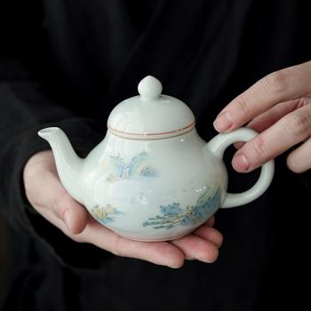 景德鎮草木灰復古青瓷茶壺功夫茶具泡茶器家用中式陶瓷茶壺單壺
