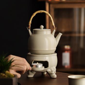 汝窯茶壺日式加熱爐子保溫開片圍爐煮茶茶室茶葉店陶瓷提梁壺套裝