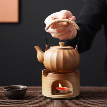 柴燒提梁壺蠟燭溫茶爐底座家用防燙粗陶功夫泡茶壺圍爐煮茶暖茶器