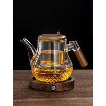 木把飄逸杯泡茶壺全玻璃內膽茶水分離泡茶杯一鍵過濾辦公泡茶神器