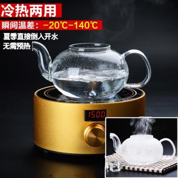 耐熱玻璃泡茶煮沖茶器 過濾大號水壺茶具 家用加厚透明小號花茶壺