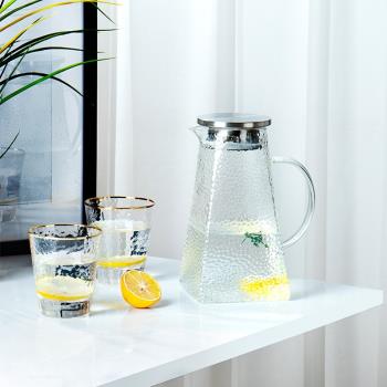 日式樹紋涼水壺玻璃耐熱高溫防爆家用涼白開水杯茶壺套裝冷水壺