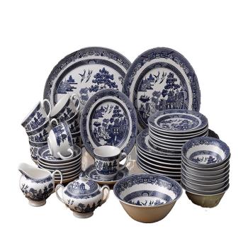 外貿出口英美jbs willow系列釉中彩餐具餐盤茶具平盤餐盤燕麥碗