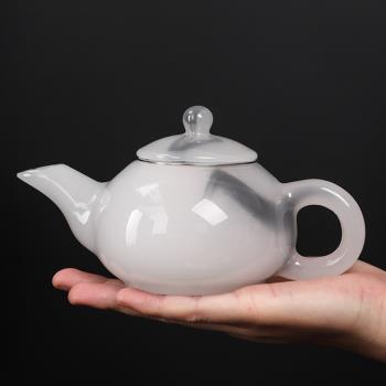 水墨羊脂玉白瓷泡茶壺高檔功夫茶具家用琉璃玻璃大容量單壺泡茶器