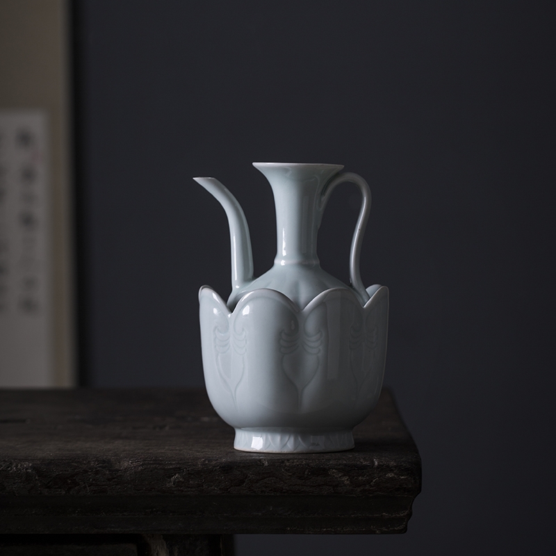 宋代瓜棱茶壺點茶壺湖田窯影青雕刻執壺溫酒器景德鎮傳統酒壺套裝|家用