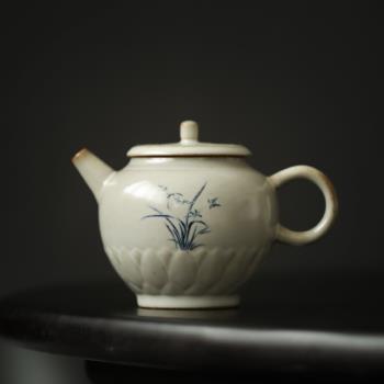 中式復古茶壺家用手繪仿古泡茶壺單壺陶瓷功夫茶具家用女士泡茶壺