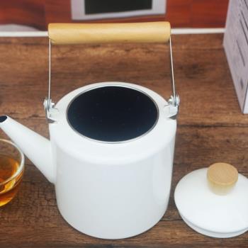 日式特厚搪瓷茶壺燒水壺茶具泡茶壺單壺出口日本電磁爐明火灶通用