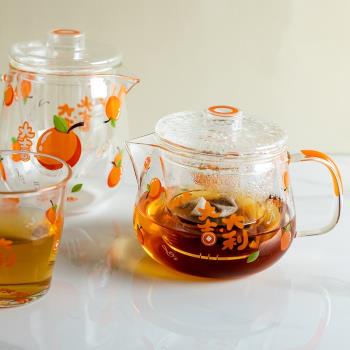 涼水壺家用耐熱玻璃花茶壺水杯果汁泡茶壺耐高溫白開水冷水壺