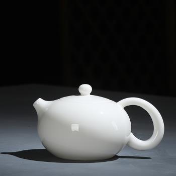 德化白瓷茶壺陶瓷功夫茶具整套家用手工羊脂玉西施壺過濾泡茶單壺