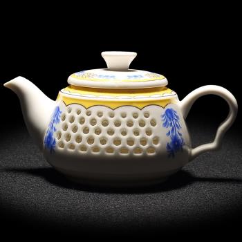 玲瓏鏤空哥窯青瓷單個大容量茶壺