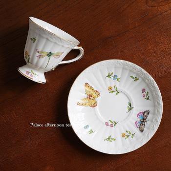【美！】超美歐洲宮殿風格蝴蝶蜜蜂花朵描金邊下午茶咖啡杯碟套裝