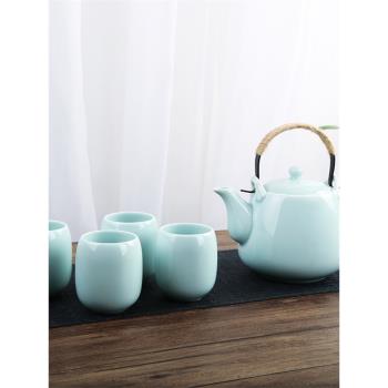 龍泉青瓷陶瓷大容量提梁壺家用泡茶壺耐高溫餐廳水壺茶杯水杯茶具