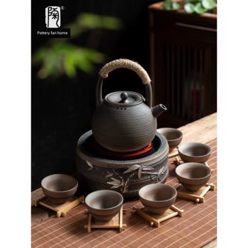 陶迷電陶爐燒水壺套裝家用陶瓷煮茶壺復古提梁壺自動大容量蒸茶器