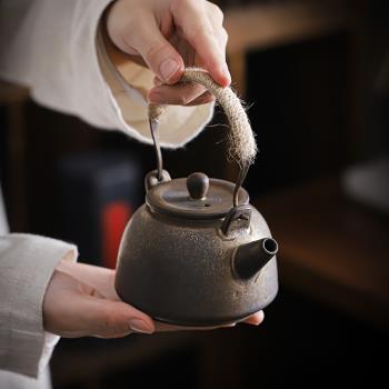 日式復古茶壺沏茶功夫茶具泡茶器創意小號提梁壺手抓單人茶壺家用