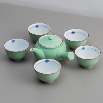 日本進口明前綠一壺五杯陶瓷日式茶具套裝家用泡茶壺商務禮盒高檔