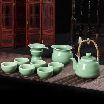 淘青瓷弟窯整套功夫茶具陶瓷套裝茶具手工墊燒茶壺茶杯