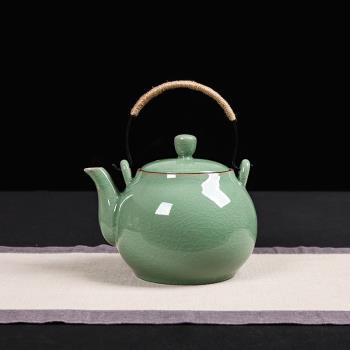 淘青瓷茶壺陶瓷大容量涼水壺 大號冷水壺提樑泡茶壺家用涼茶壺