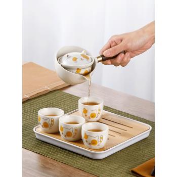 陶瓷功夫茶具套裝便攜旅行快客杯家用懶人泡茶神器自動旋轉沖茶壺