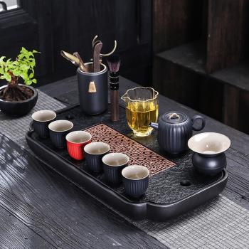 黑陶茶具套裝家用辦公功夫茶具現代輕奢簡約高檔整套茶壺茶盤茶杯