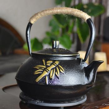 日道 鐵壺 生鐵壺鐵鑄壺 南部鐵器日本煮水茶壺茶具0.9L茶寵擺件