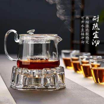 可加熱玻璃茶壺家用耐高溫小號加厚耐熱透明過濾單人功夫高硼硅