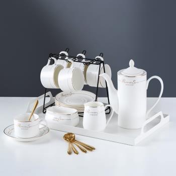啡憶歐式咖啡杯套裝家用小奢華咖啡杯碟帶托盤陶瓷咖啡杯下午茶具