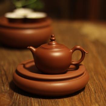 【吳潔敏作品】中式朱泥純手工燒水茶壺紫砂家用復古泡茶手拉陶壺