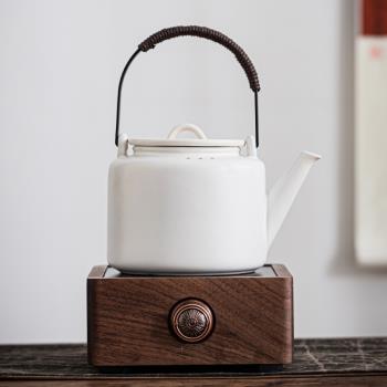 秦藝陶瓷煮茶壺中式圍爐胡桃木電陶爐辦公家用茶具烤茶燒水壺套裝