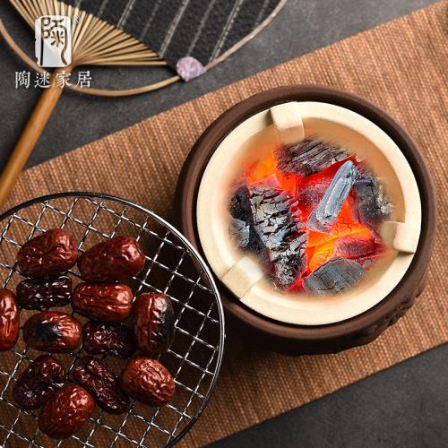 陶迷復古南瓜提梁壺耐高溫炭爐干燒陶瓷煮茶壺粗陶燒水壺明火炭燒|茶壺