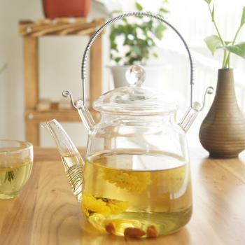 友亦思 玻璃茶壺不銹鋼手提掛簧壺過濾 玻璃泡茶器創意功夫茶具