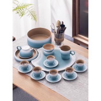 功夫茶具套裝家用客廳簡約現代陶瓷茶壺蓋碗干泡盤高檔喝茶小套裝